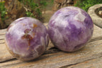Polished Chevron Amethyst Spheres x 2 From Madagascar - Toprock Gemstones and Minerals 