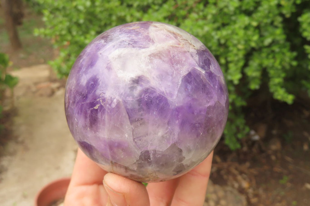 Polished Chevron Amethyst Spheres x 2 From Madagascar - Toprock Gemstones and Minerals 