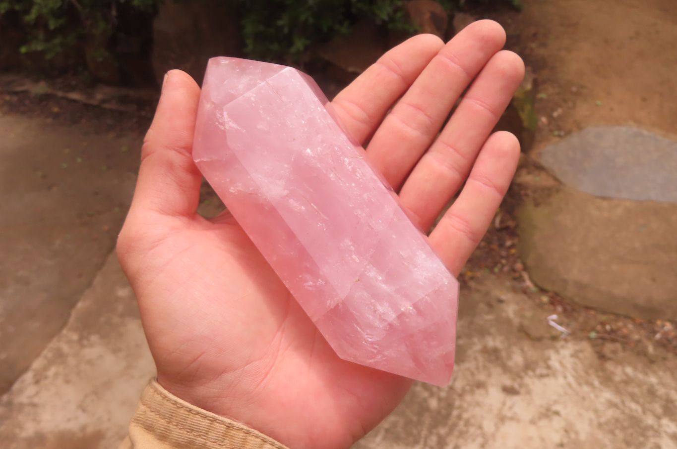 Polished Double Terminated Rose Quartz Points x 6 From Madagascar - Toprock Gemstones and Minerals 