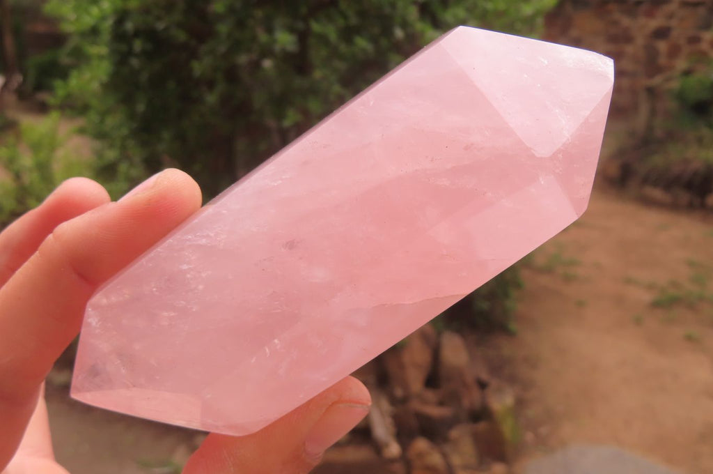 Polished Double Terminated Rose Quartz Points x 6 From Madagascar - Toprock Gemstones and Minerals 