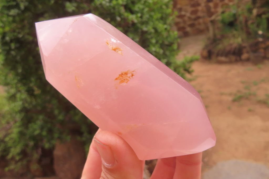 Polished Double Terminated Rose Quartz Points x 6 From Madagascar - Toprock Gemstones and Minerals 