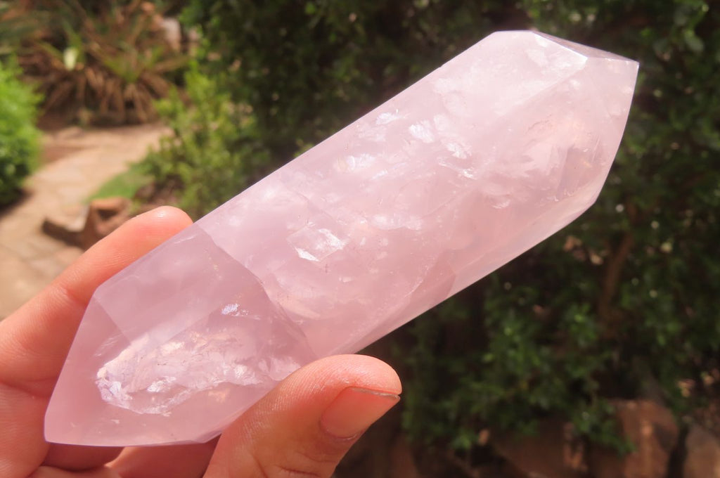 Polished Double Terminated Rose Quartz Points x 6 From Madagascar - Toprock Gemstones and Minerals 