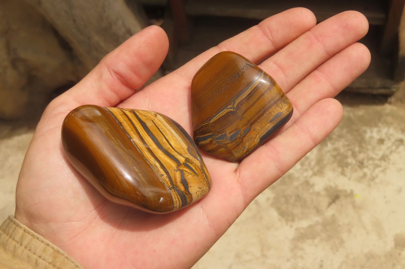 Polished Tiger's Eye Free Forms x 12 From Prieska, South Africa - Toprock Gemstones and Minerals 