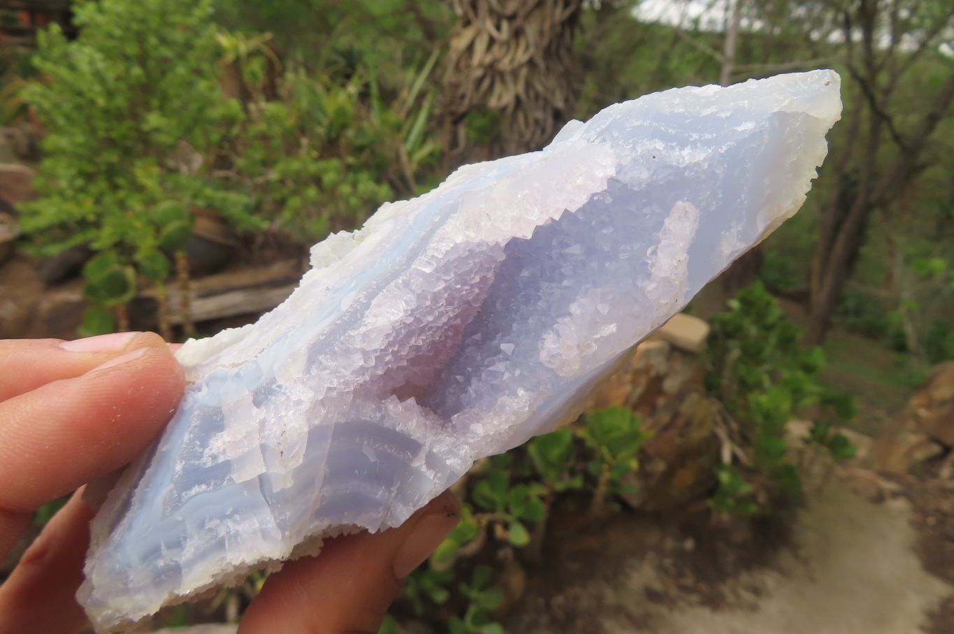 Natural Etched Blue Chalcedony Specimens x 6 From Nsanje, Malawi - Toprock Gemstones and Minerals 