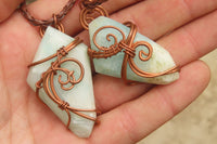 Hand Made Copper Wire Wrapped Blue Smithsonite Pendants x 6 From Congo - Toprock Gemstones and Minerals 