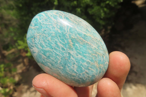 Polished Amazonite Palm Stones x 15 from Zimbabwe - Toprock Gemstones and Minerals 