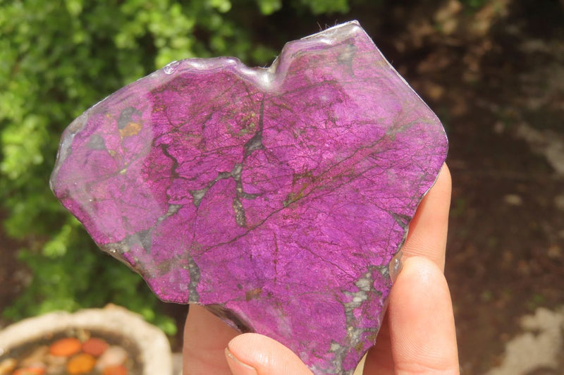 Polished On One Side Metallic Purpurite Specimens x 3 From Namibia - Toprock Gemstones and Minerals 