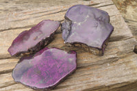 Polished On One Side Metallic Purpurite Specimens x 3 From Namibia - Toprock Gemstones and Minerals 