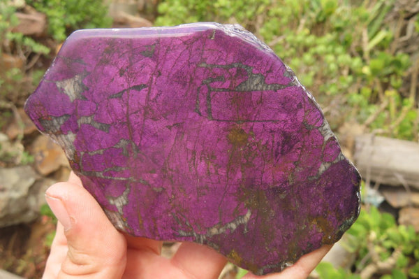 Polished On One Side Metallic Purpurite Specimens x 3 From Namibia - Toprock Gemstones and Minerals 