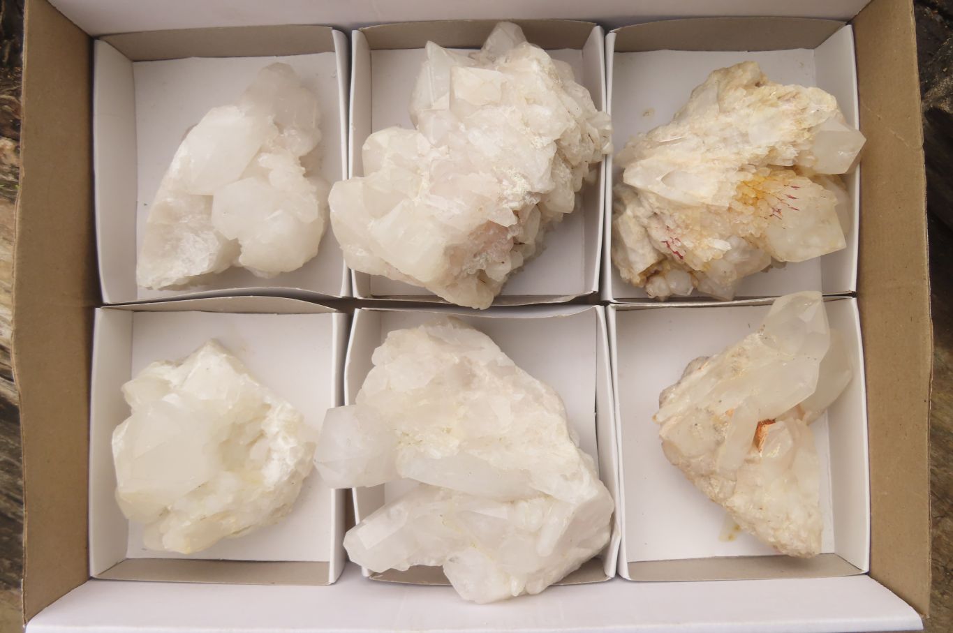 Natural Clear Quartz Clusters x 6 From Madagascar - Toprock Gemstones and Minerals 