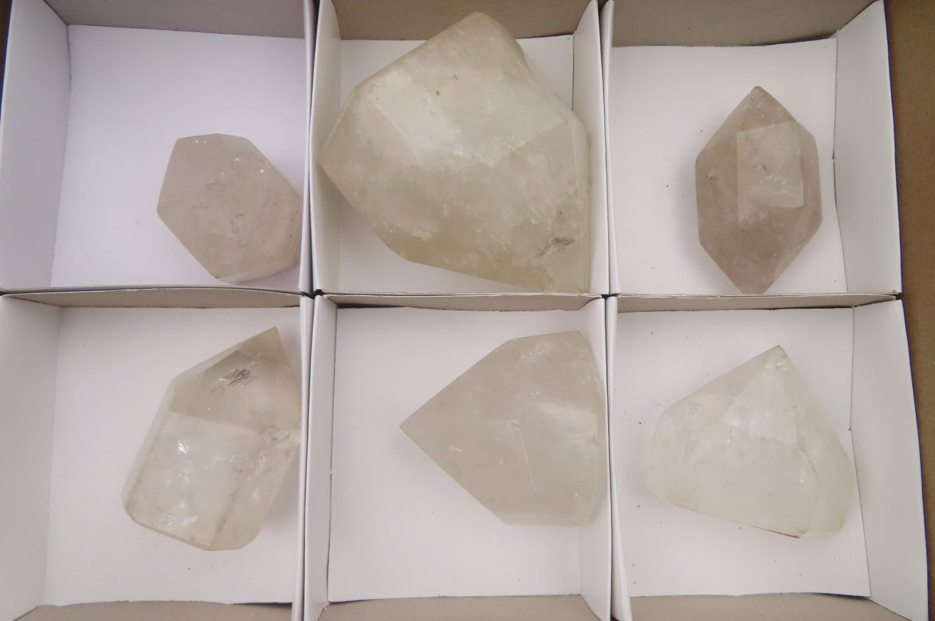 Polished Double Terminated Clear Quartz Crystals x 6 From Angola - Toprock Gemstones and Minerals 