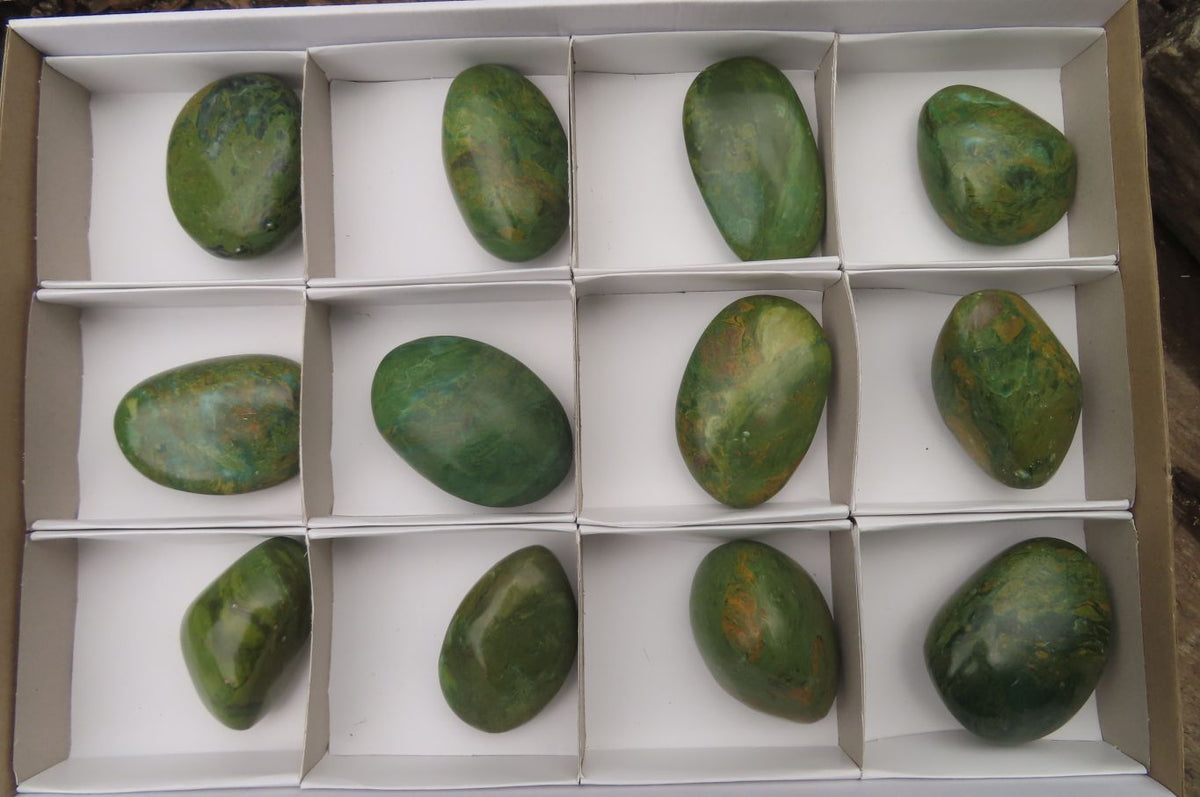 Polished Green Verdite Palm Stones x 12 From Zimbabwe - Toprock Gemstones and Minerals 