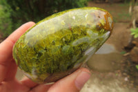 Polished Green Opal Standing Free Forms x 2 From Antsirabe, Madagascar - Toprock Gemstones and Minerals 