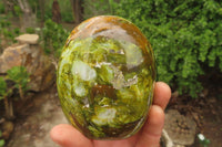 Polished Green Opal Standing Free Forms x 2 From Antsirabe, Madagascar - Toprock Gemstones and Minerals 