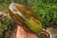 Polished Green Opal Standing Free Forms x 2 From Antsirabe, Madagascar - Toprock Gemstones and Minerals 