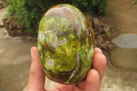 Polished Green Opal Standing Free Forms x 2 From Antsirabe, Madagascar - Toprock Gemstones and Minerals 