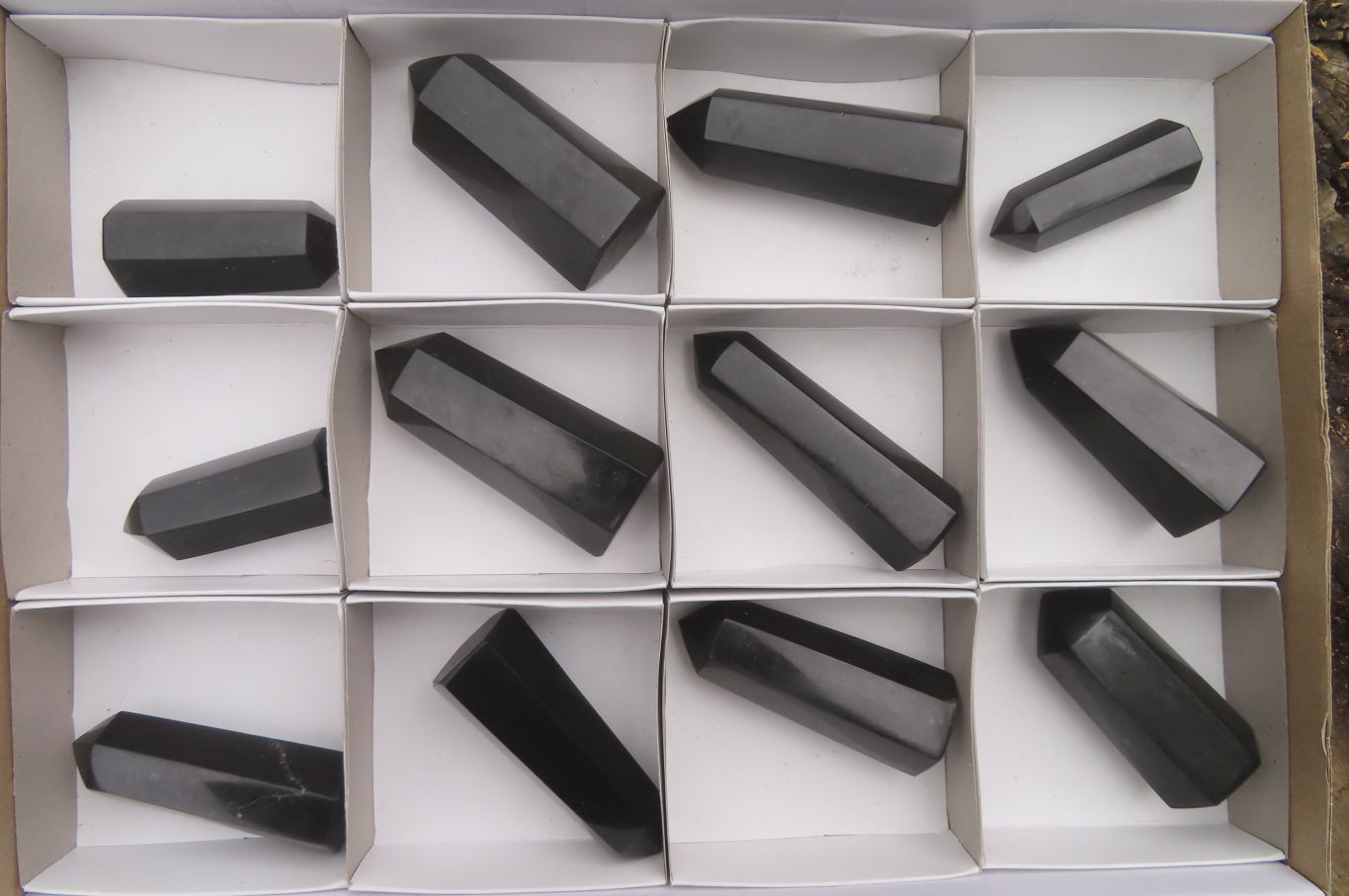 Polished Black Basalt Points x 12 From Antsirabe, Madagascar - Toprock Gemstones and Minerals 