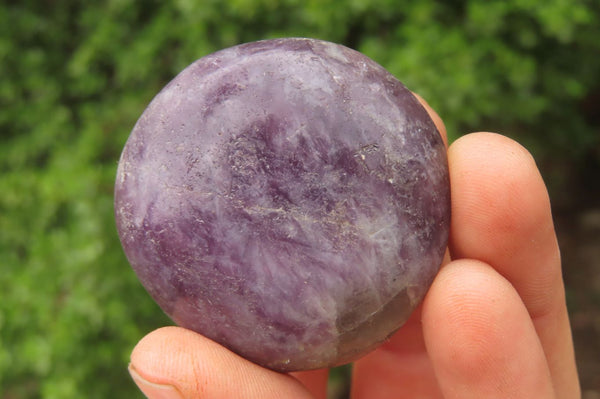 Polished Lepidolite with Pink Rubellite Palm Stones x 24 From Ambatondrazaka, Madagascar - Toprock Gemstones and Minerals 