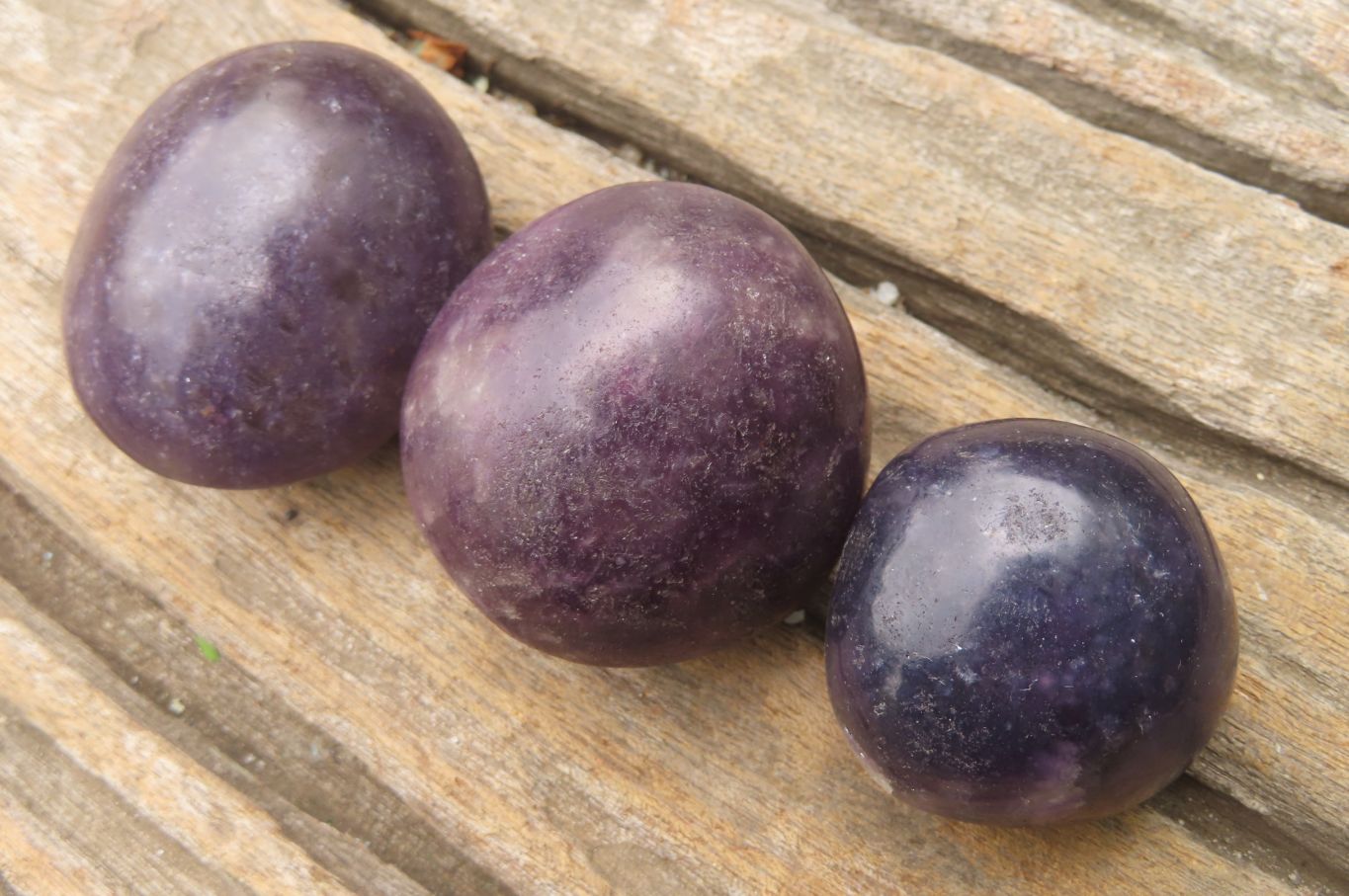 Polished Lepidolite with Pink Rubellite Palm Stones x 24 From Ambatondrazaka, Madagascar - Toprock Gemstones and Minerals 