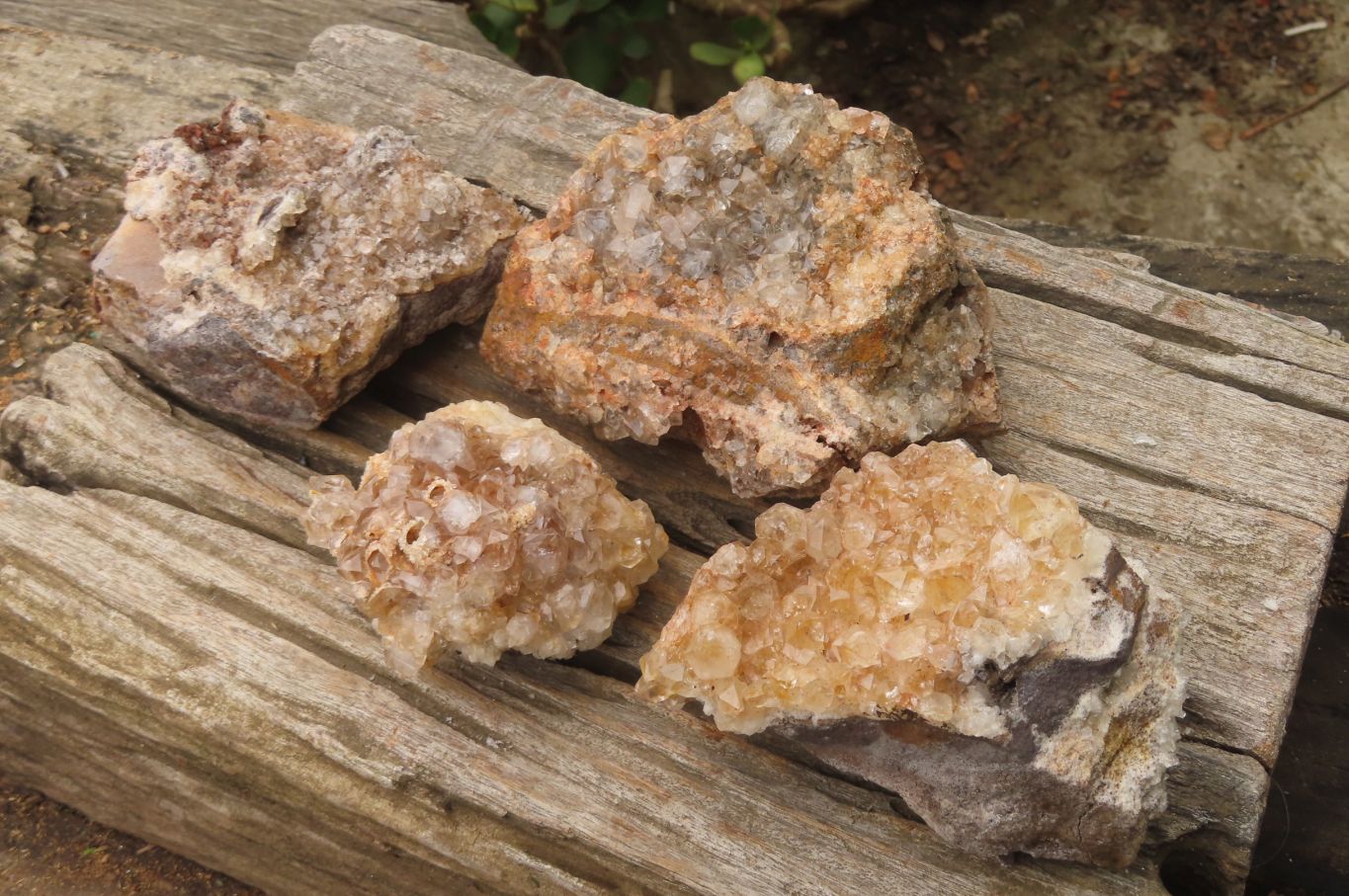 Natural Limonite Quartz Clusters x 4 From Zambia - Toprock Gemstones and Minerals 