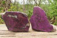 Polished On One Side Metallic Purpurite Specimens x 2 From Namibia - Toprock Gemstones and Minerals 