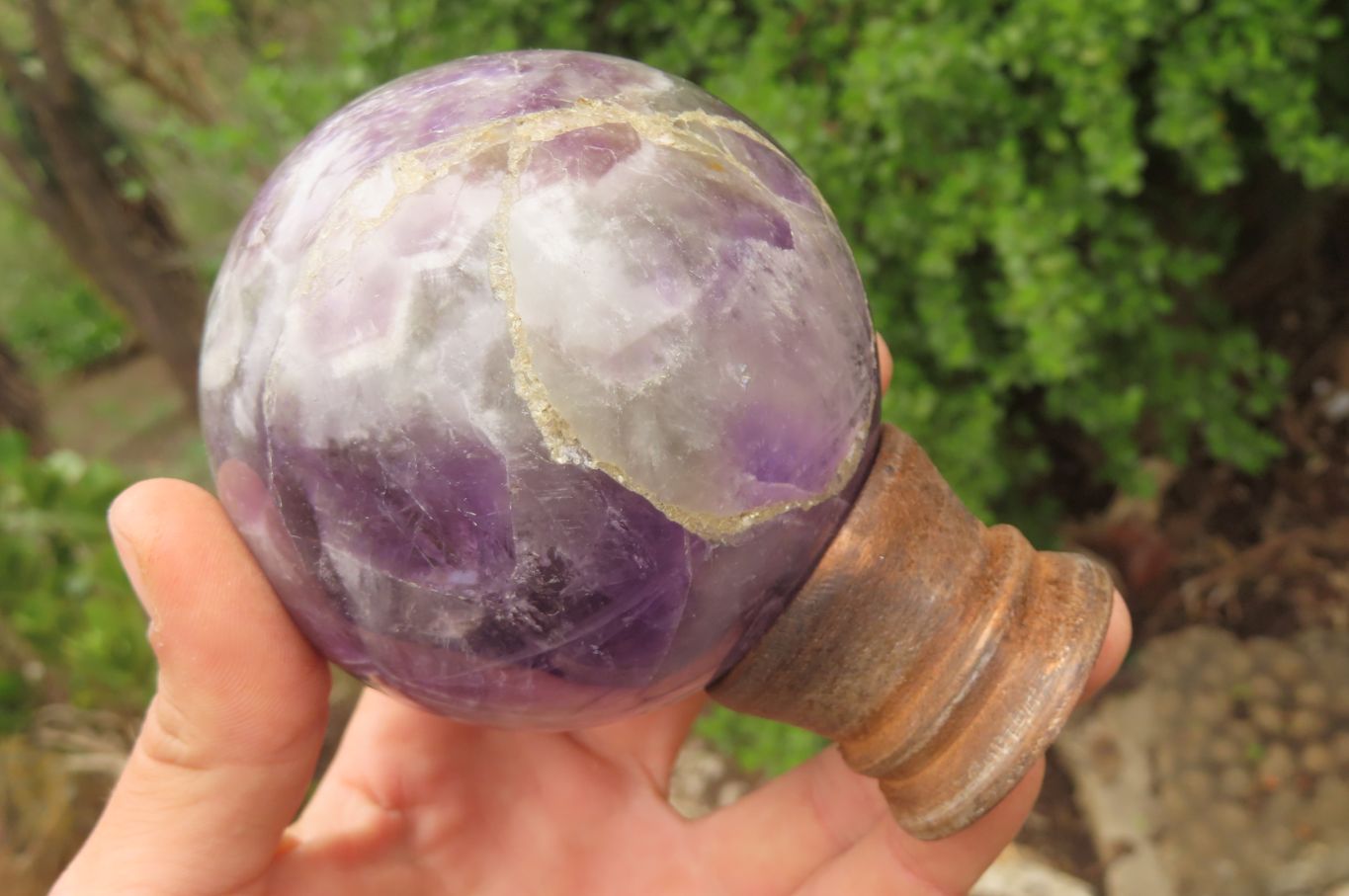 Polished Chevron Amethyst Spheres x 2 From Madagascar - Toprock Gemstones and Minerals 