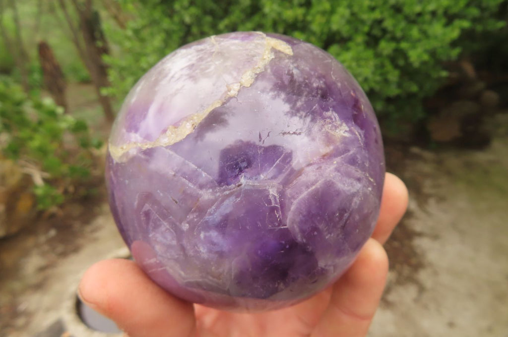 Polished Chevron Amethyst Spheres x 2 From Madagascar - Toprock Gemstones and Minerals 