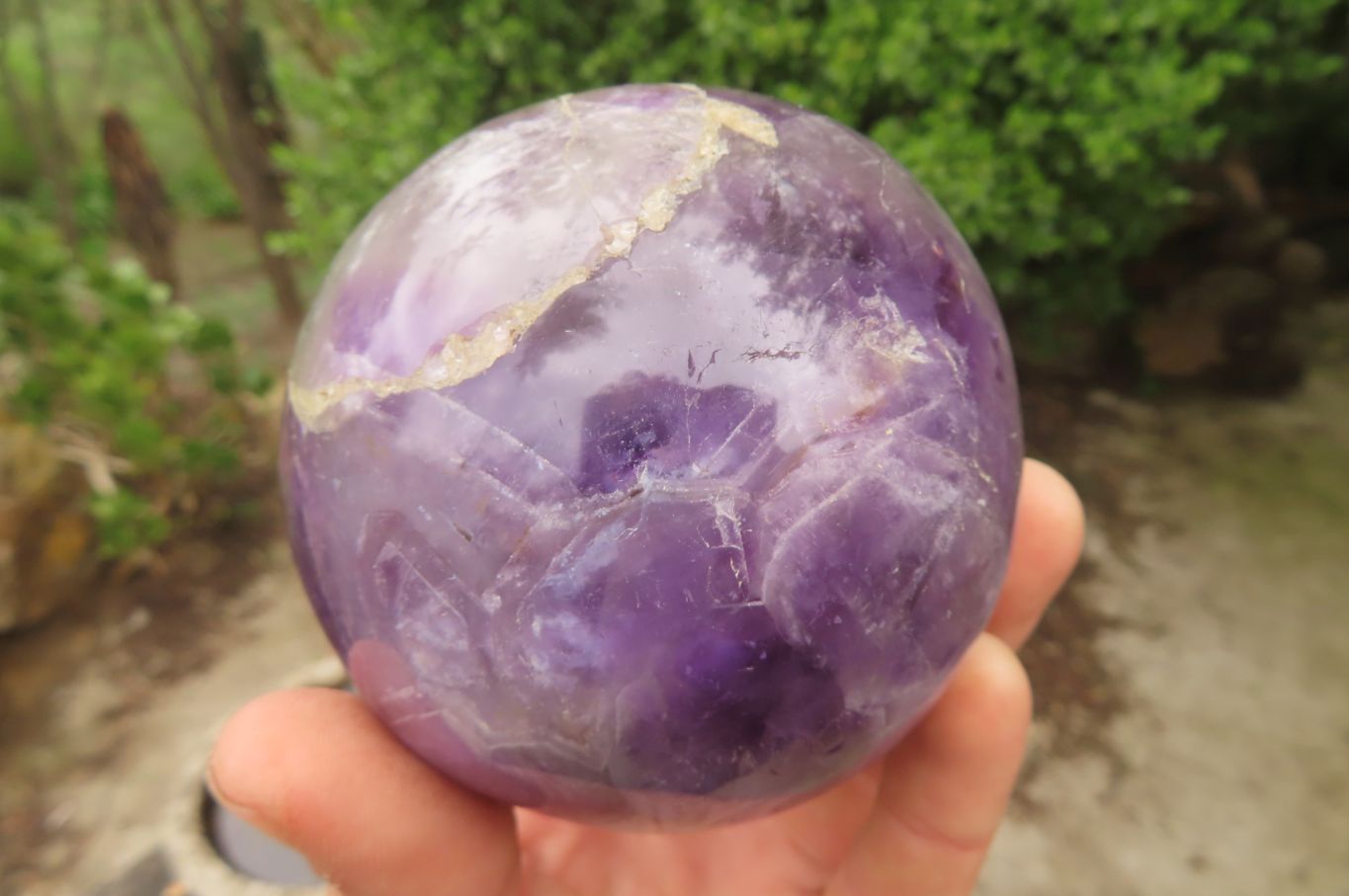 Polished Chevron Amethyst Spheres x 2 From Madagascar - Toprock Gemstones and Minerals 