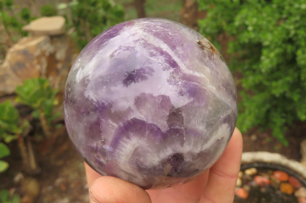 Polished Chevron Amethyst Spheres x 2 From Madagascar - Toprock Gemstones and Minerals 