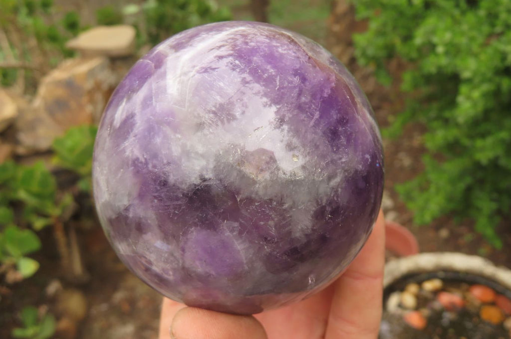 Polished Chevron Amethyst Spheres x 2 From Madagascar - Toprock Gemstones and Minerals 