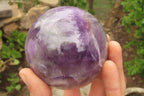 Polished Chevron Amethyst Spheres x 2 From Madagascar - Toprock Gemstones and Minerals 