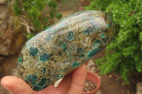 Polished Rare Emerald Mica In Matrix Standing Free Forms x 2 From Mutoko, Zimbabwe - Toprock Gemstones and Minerals 