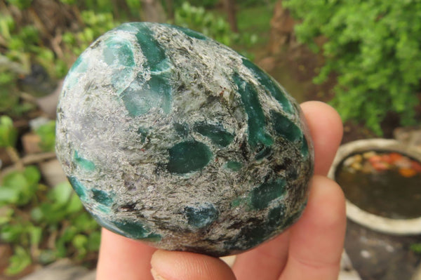 Polished Rare Emerald Mica In Matrix Palm Stones x 6 From Mutoko, Zimbabwe - Toprock Gemstones and Minerals 
