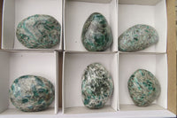 Polished Rare Emerald Mica In Matrix Palm Stones x 6 From Mutoko, Zimbabwe - Toprock Gemstones and Minerals 