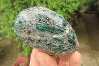 Polished Rare Emerald Mica In Matrix Palm Stones x 6 From Mutoko, Zimbabwe - Toprock Gemstones and Minerals 