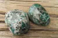 Polished Rare Emerald Mica In Matrix Palm Stones x 6 From Mutoko, Zimbabwe - Toprock Gemstones and Minerals 