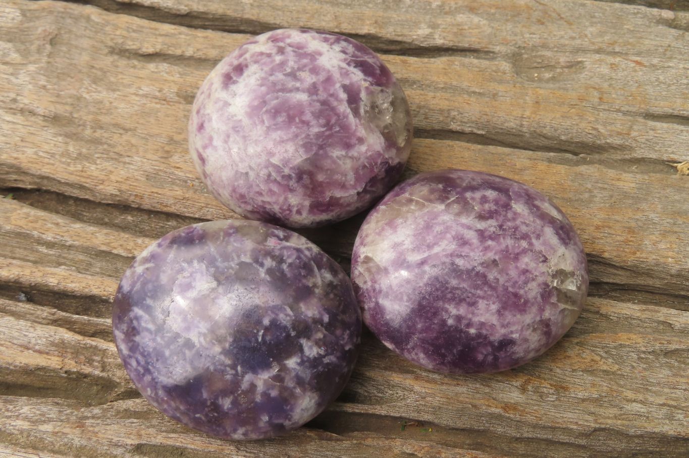 Polished Lepidolite with Pink Rubellite Palm Stones x 10 From Ambatondrazaka, Madagascar - Toprock Gemstones and Minerals 