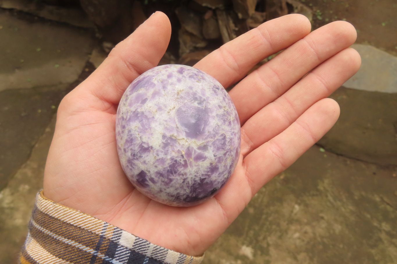 Polished Lepidolite with Pink Rubellite Palm Stones x 10 From Ambatondrazaka, Madagascar - Toprock Gemstones and Minerals 