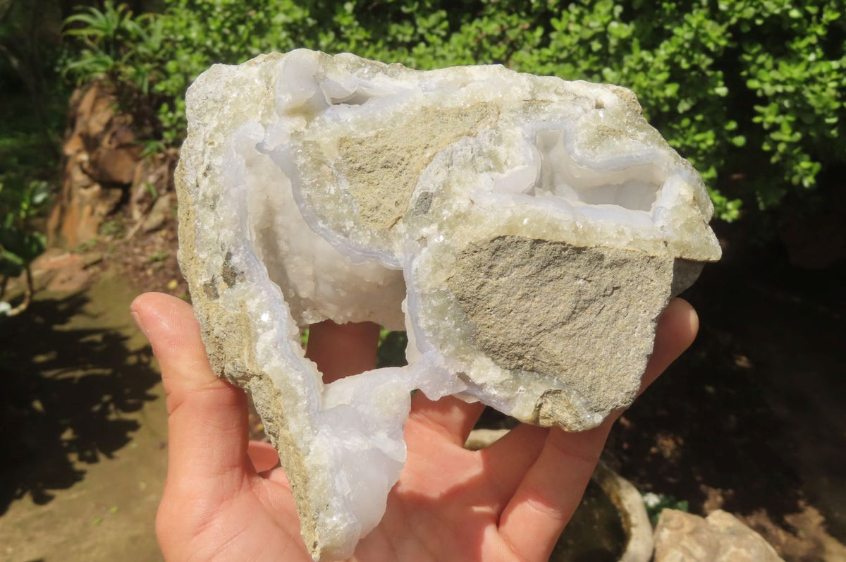 Natural Blue Lace Agate Geode Specimens x 4 From Malawi - Toprock Gemstones and Minerals 