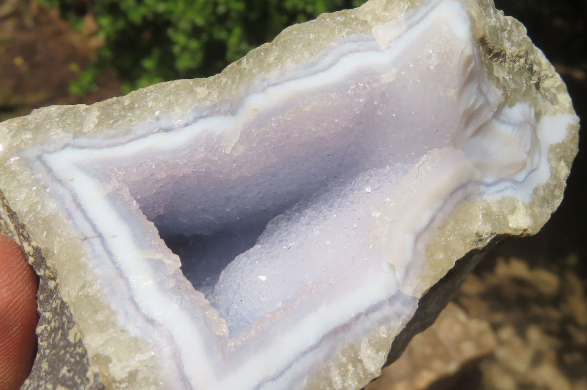 Natural Blue Lace Agate Geode Specimens x 4 From Malawi - Toprock Gemstones and Minerals 