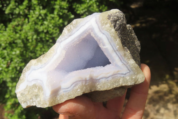 Natural Blue Lace Agate Geode Specimens x 4 From Malawi - Toprock Gemstones and Minerals 