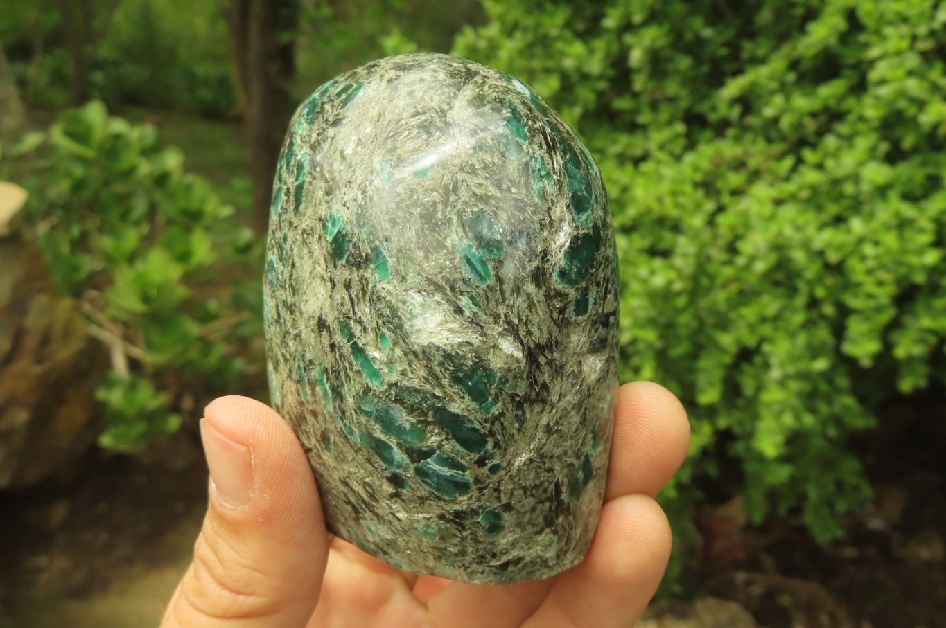 Polished Rare Emerald Mica In Matrix Standing Free Forms x 3 From Mutoko, Zimbabwe - Toprock Gemstones and Minerals 