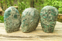 Polished Rare Emerald Mica In Matrix Standing Free Forms x 3 From Mutoko, Zimbabwe - Toprock Gemstones and Minerals 