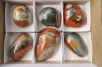 Polished On One Side Polychrome Jasper Nodules x 6 From Mahajanga, Madagascar - Toprock Gemstones and Minerals 