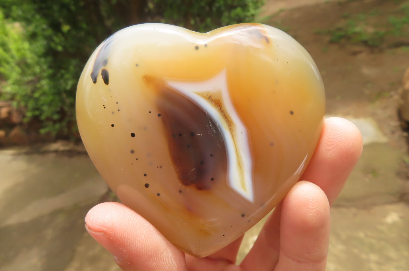 Polished Banded Agate Gemstone Hearts x 6 From Madagascar - Toprock Gemstones and Minerals 