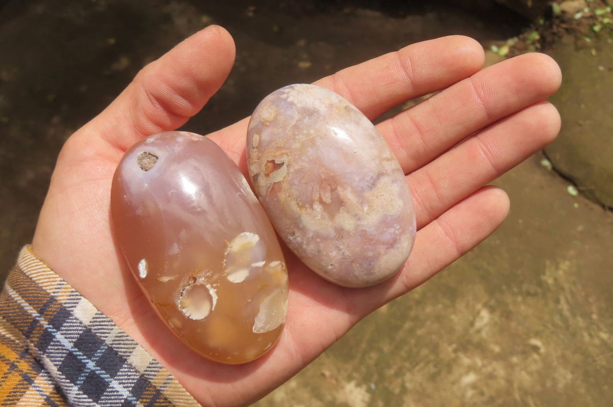 Polished Flower Agate Palm Stones x 12 From Antsahalova, Madagascar - Toprock Gemstones and Minerals 