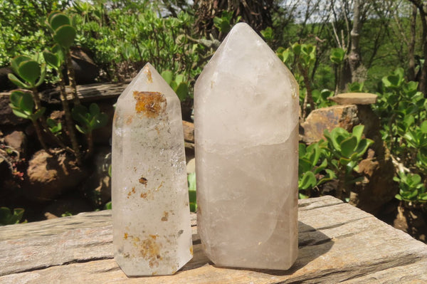 Polished Smokey Amethyst Quartz Points x 2 From Akansobe, Madagascar - Toprock Gemstones and Minerals 