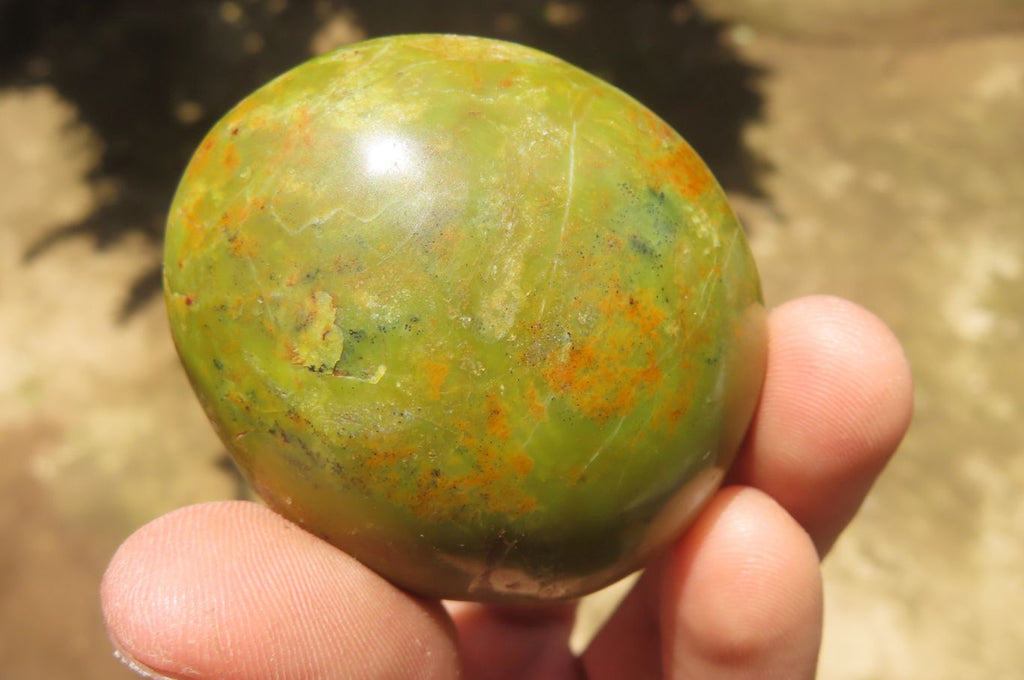 Polished Green Opal Palm Stones x 24 From Madagascar - Toprock Gemstones and Minerals 