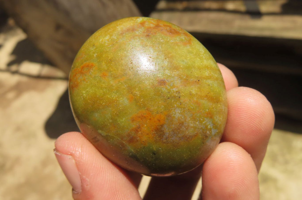 Polished Green Opal Palm Stones x 24 From Madagascar - Toprock Gemstones and Minerals 