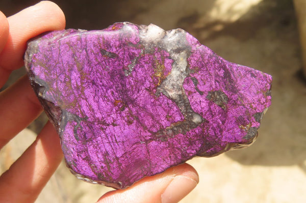 Polished On One Side Metallic Purpurite Specimens x 6 From Namibia - Toprock Gemstones and Minerals 